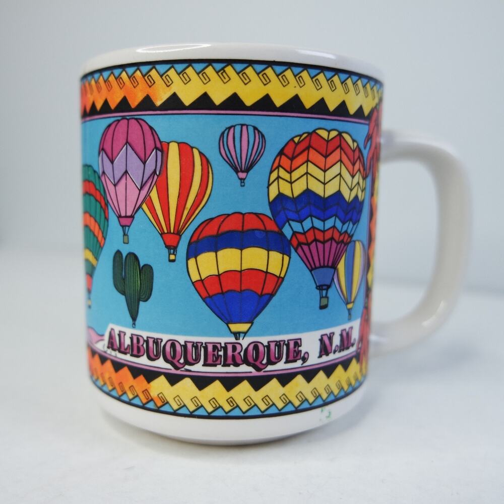 Vintage Painted Albuquerque Hot Air Balloon Capital Coffee Cup Mug Souvenir 12oz